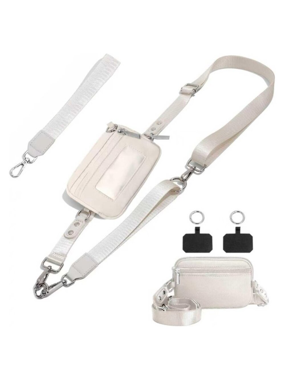 Adjustable Crossbody Phone Strap with Detachable RFID Wallet Nylon